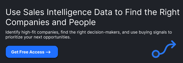 Use Sales Intelligence Data to Find the Right Companies and PeopleFor the supporting line:Identify high-fit companies, find the right decision-makers, and use buying signals to prioritize your next opportunities.