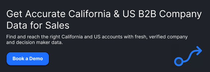 CTA image copy
Get Accurate California & US B2B Company Data for Sales
Supporting copy:
Find and reach the right California and US accounts with fresh, verified company and decision maker data.
Book a Demo