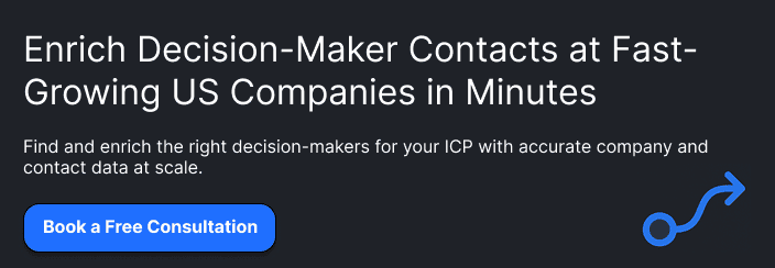 Enrich Decision-Maker Contacts at Fast-Growing US Companies in Minutes  Find and enrich the right decision-makers for your ICP with accurate company and contact data at scale.  Book a Free Consultation  100+ Fastest-Growing Companies in the USA to Target for B2B Sales